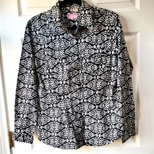 Ransom Ranch women's black white western snap shirt size Large